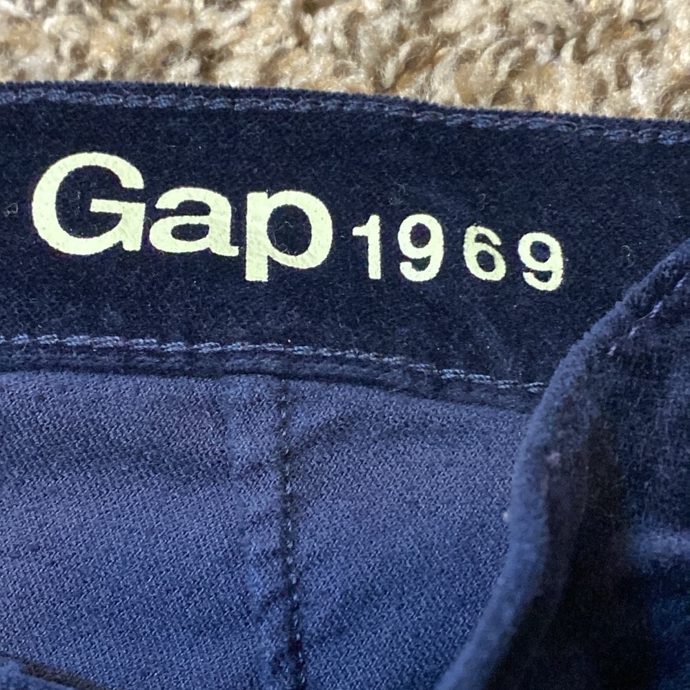 GAP Side Zip Blue Velvet Crop Leggings - Picture 3 of 6